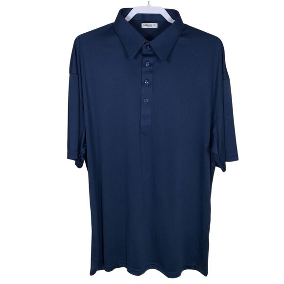 Collars & Co Polo Shirt Mens 2XL Navy Blue Dress Collar Point Office Preppy Work